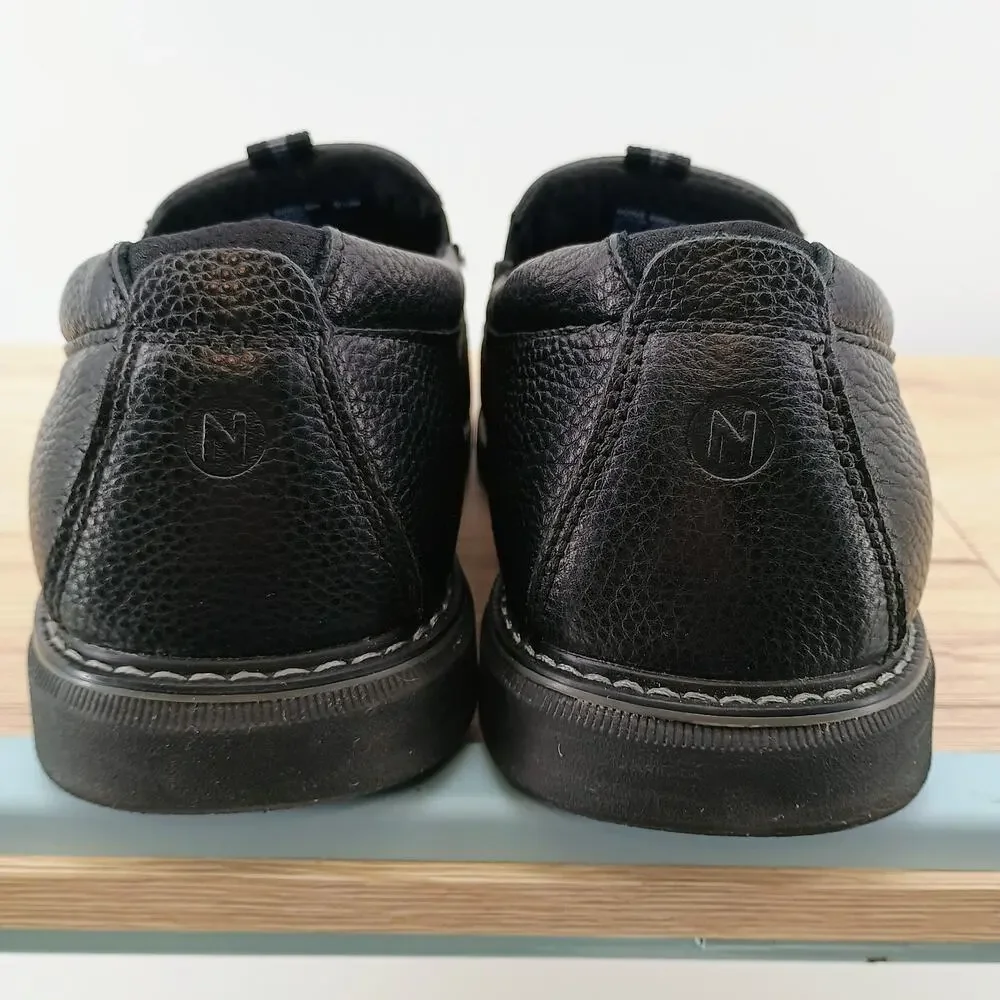 Nunn Bush Otto Men's 9.5 W Slip-On Shoes Black Leather Memory Foam Comfort